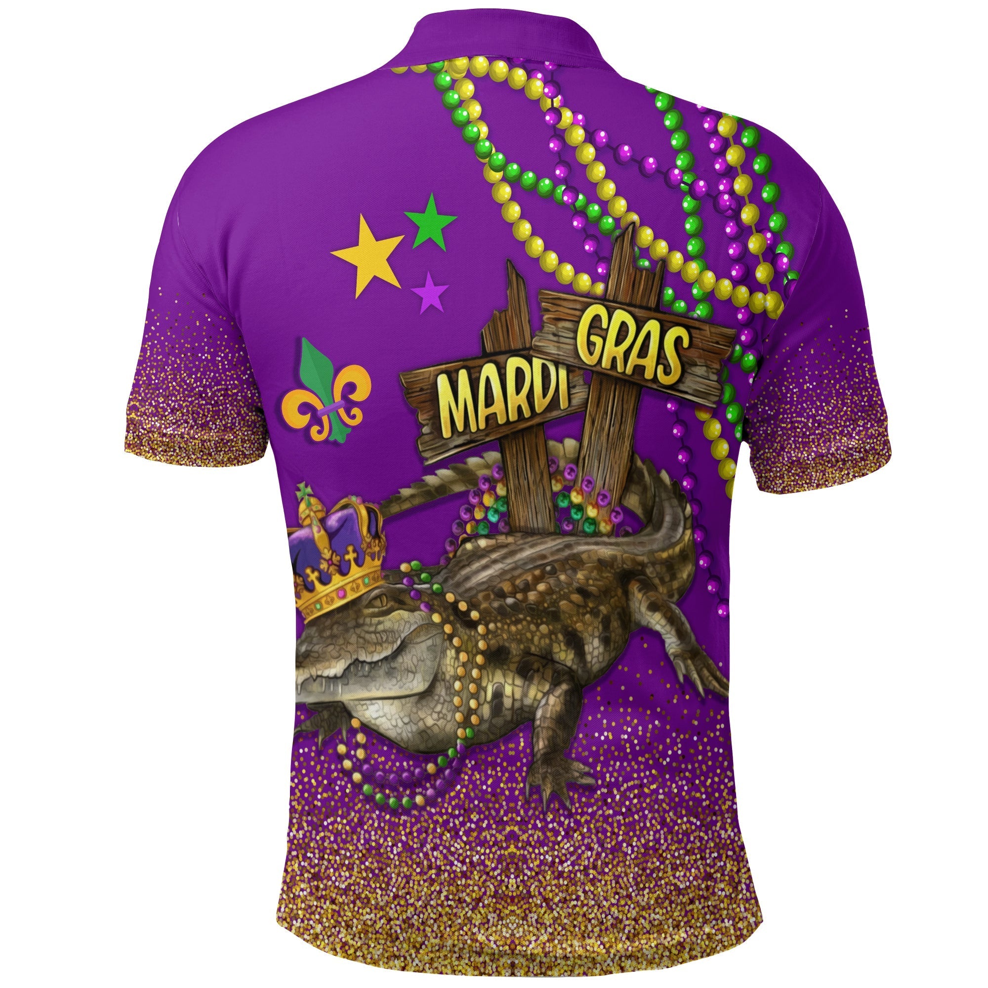 Polo Shirt Mardi Gras Throw Me Something Mister (Purple) LT7