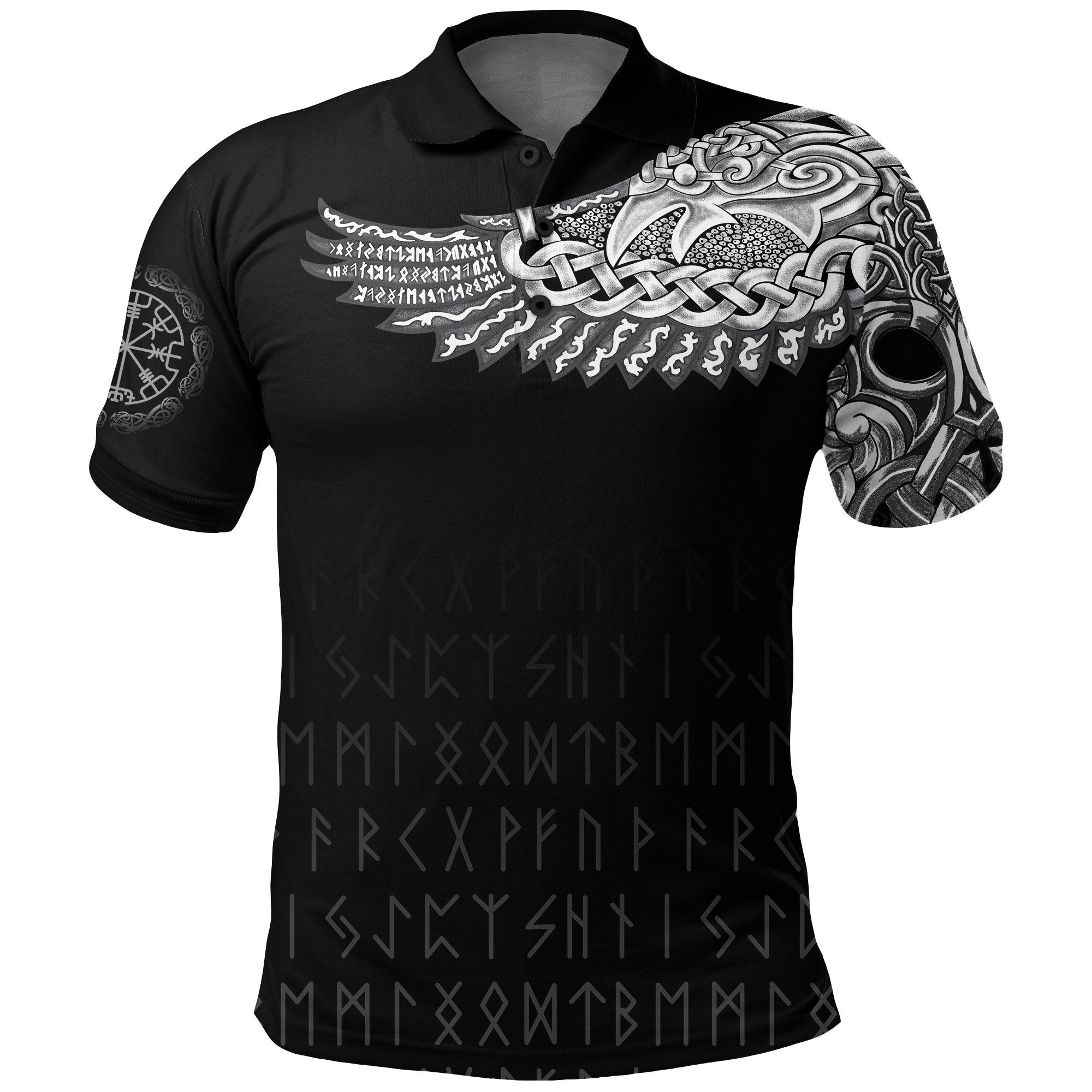 Viking Polo Shirt The Raven Of Odin Tattoo Style RLT12