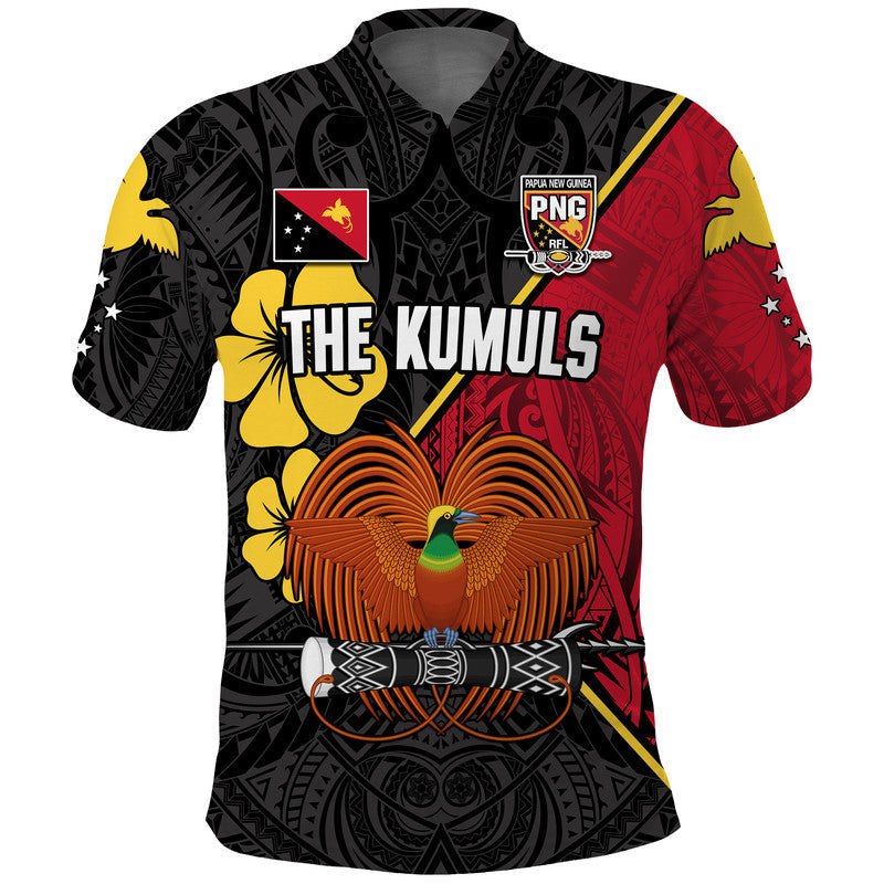 The Kumuls PNG Polo Shirt Papua New Guinea Polynesian Dynamic Style Black LT14