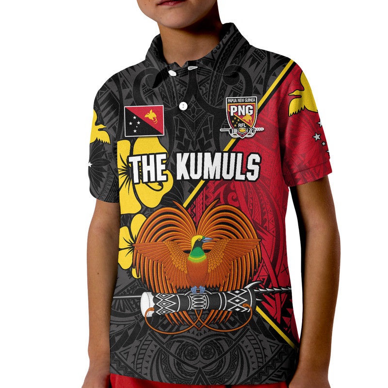 The Kumuls PNG Polo Shirt Papua New Guinea Polynesian Dynamic Style Black LT14