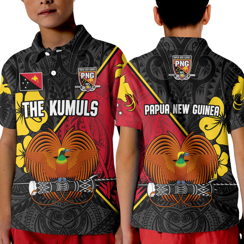 The Kumuls PNG Polo Shirt Papua New Guinea Polynesian Dynamic Style Black LT14