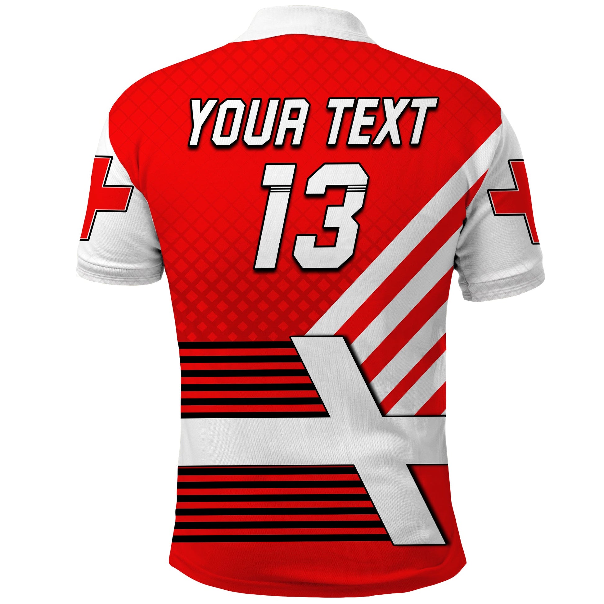(Custom Text and Number) Switzerland Football Polo Shirt Schweizer Pati Champion Sporty LT13
