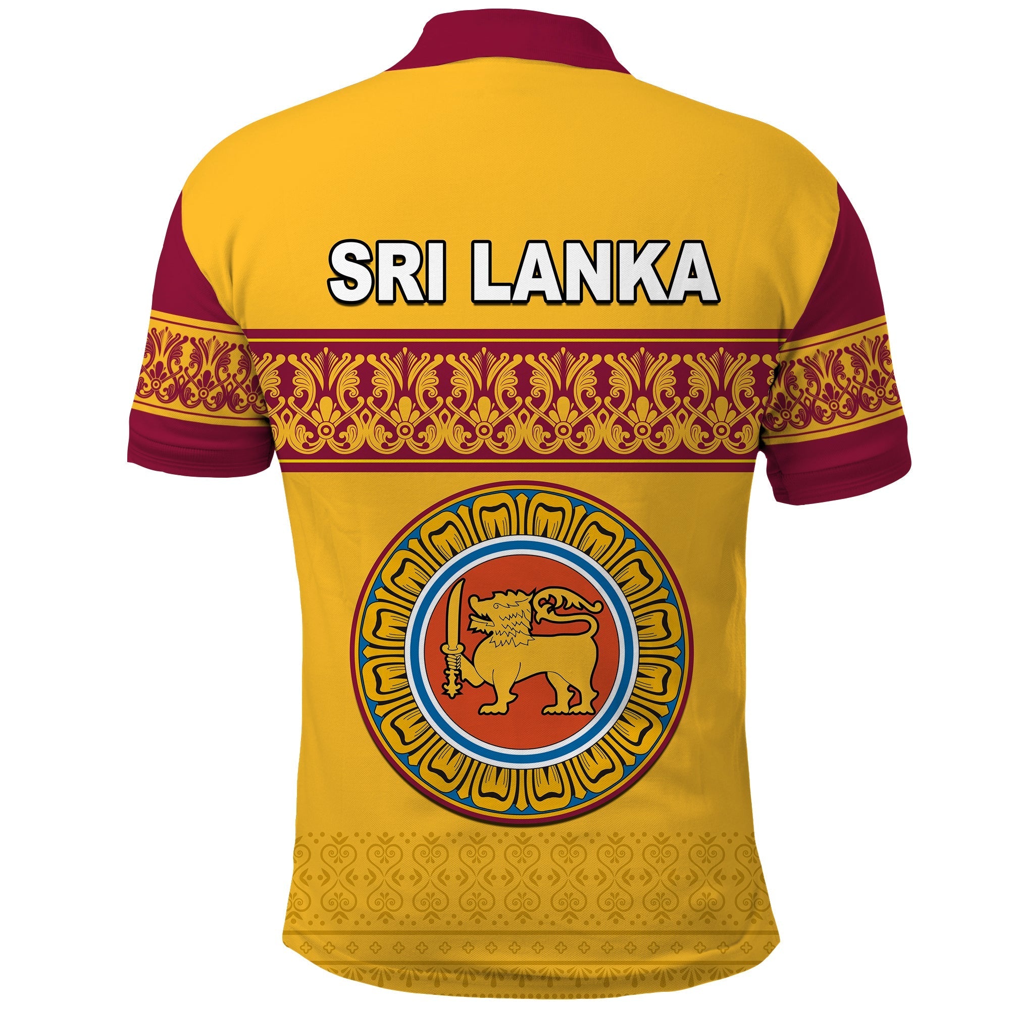 Sri Lanka Polo Shirt Traditional Pattern and Lion Flag LT13