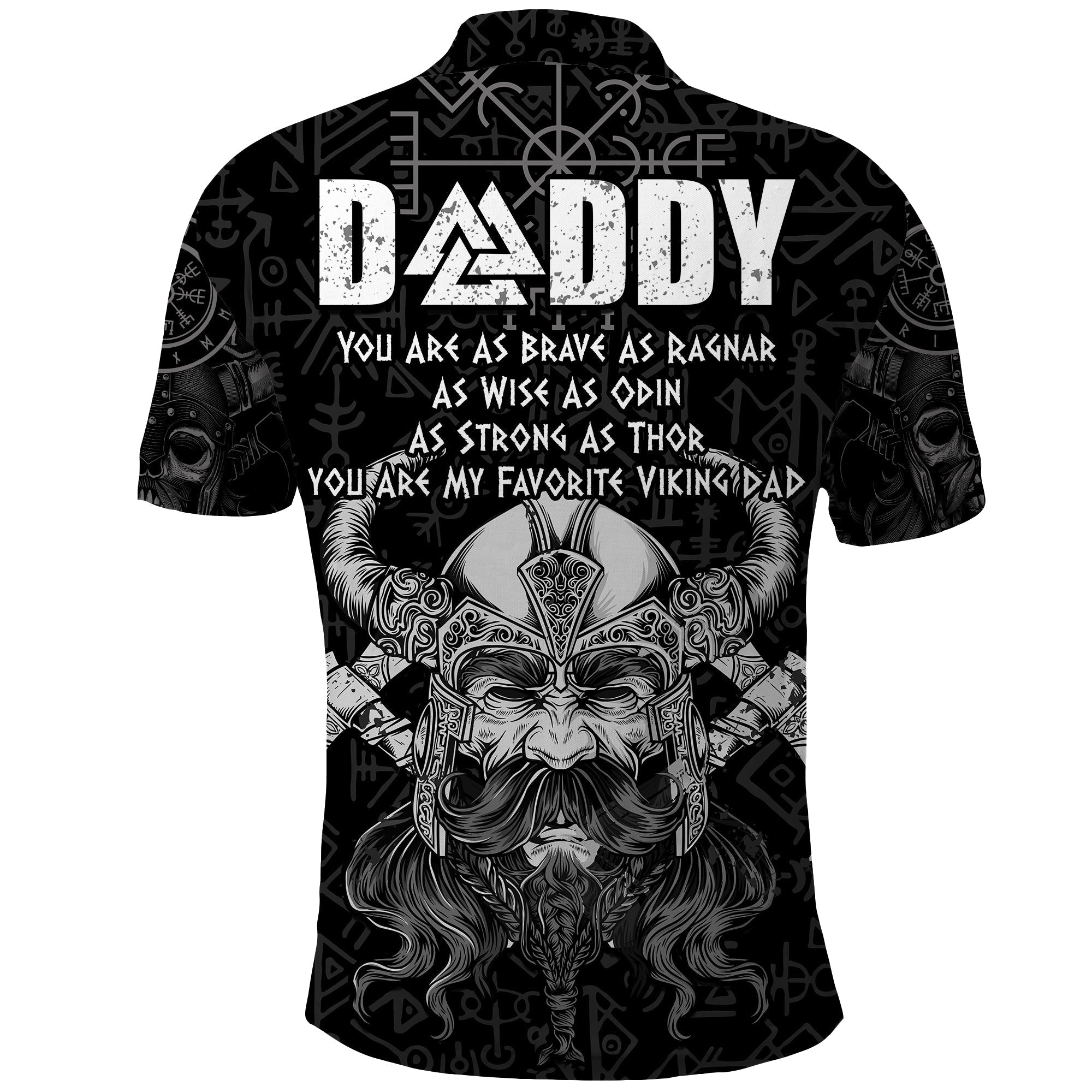 Viking Dad Polo Shirt Odin Runes Fathers Day LT13