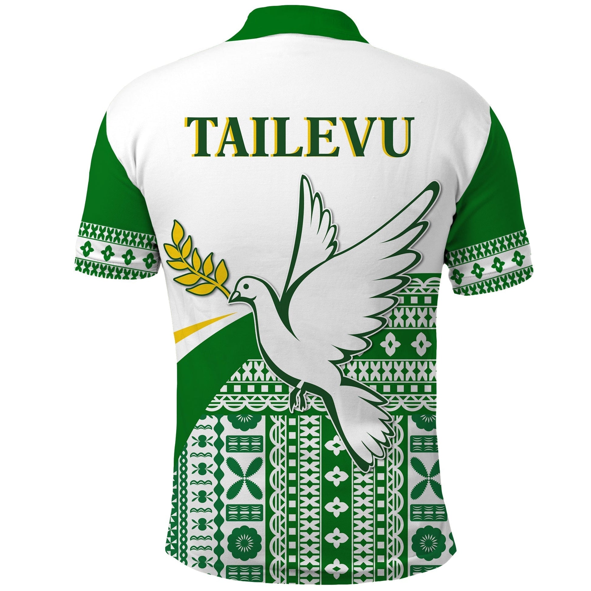 Tailevu Rugby Polo Shirt Fiji Rugby Tapa Pattern White LT13