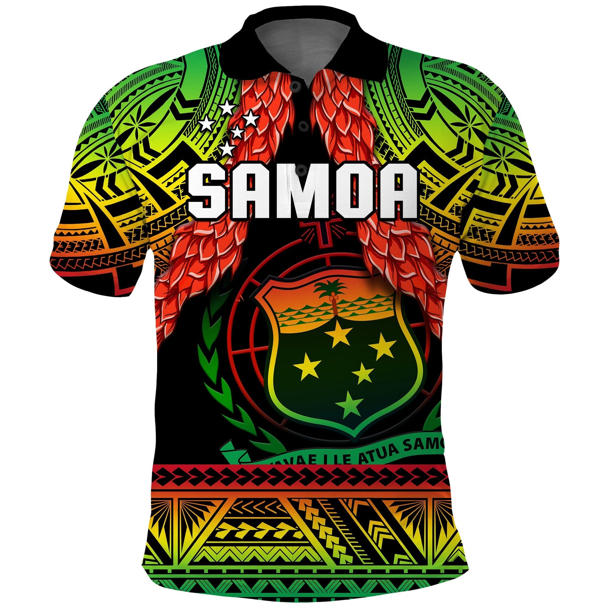 Custom Text And Number Samoa Rugby Polo Shirt Teuila Torch Ginger Gradient Style LT14