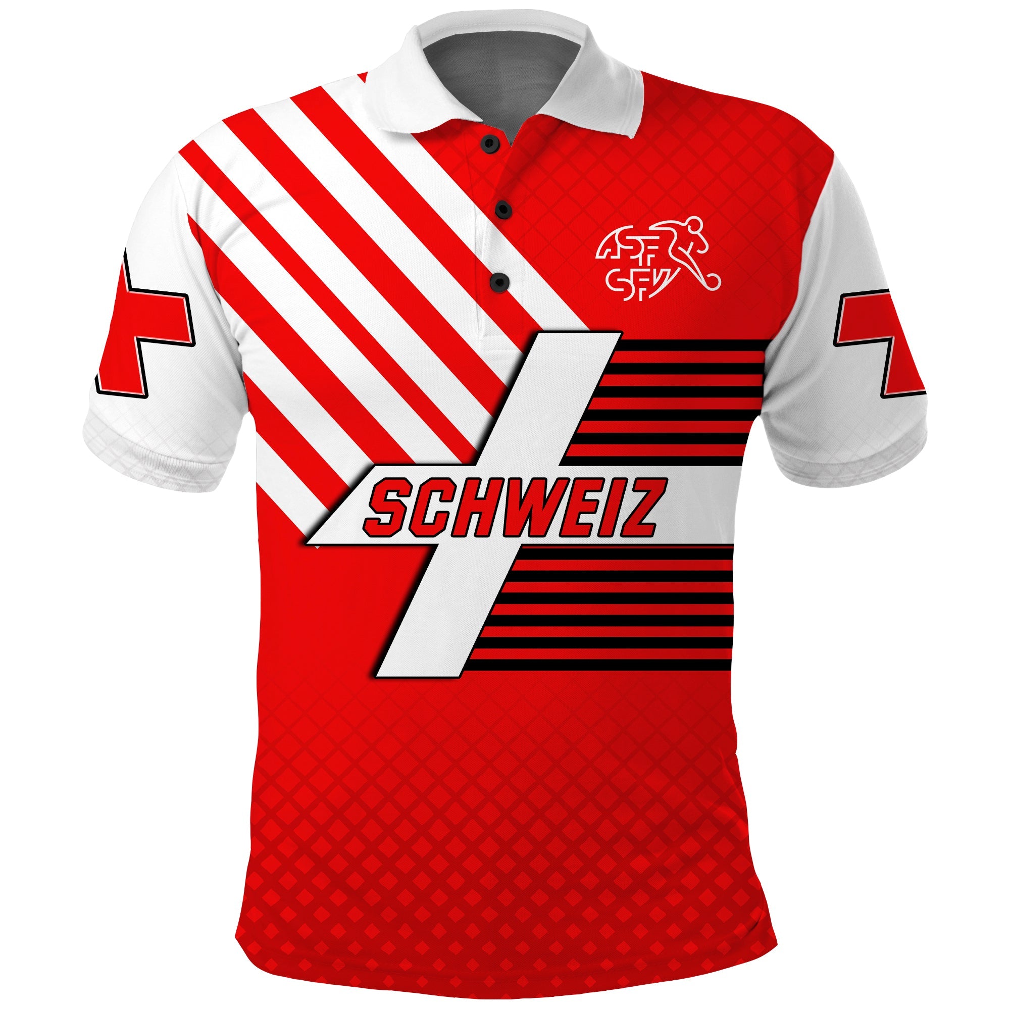 (Custom Text and Number) Switzerland Football Polo Shirt Schweizer Pati Champion Sporty LT13