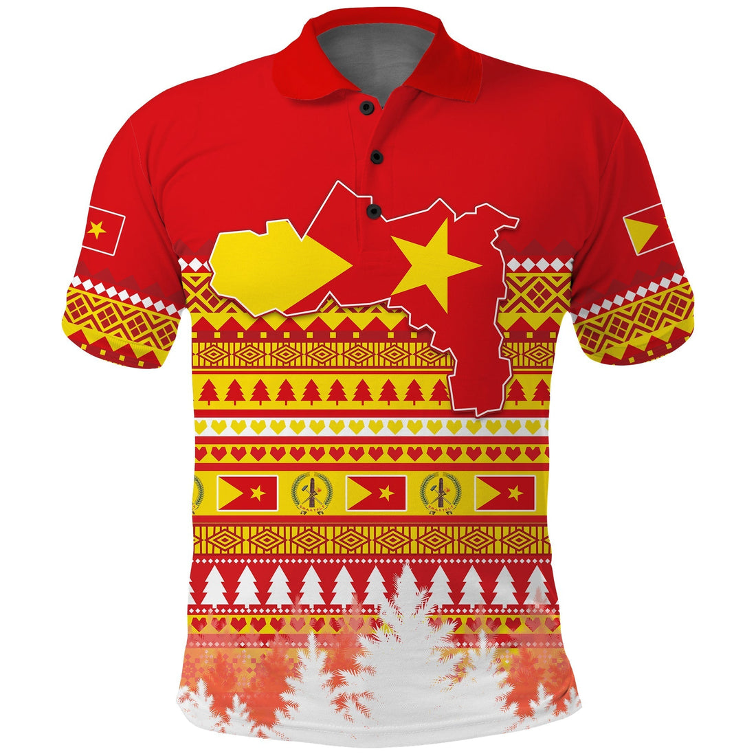 Tigray Polo Shirt Merry Christmas Mix African Pattern LT13