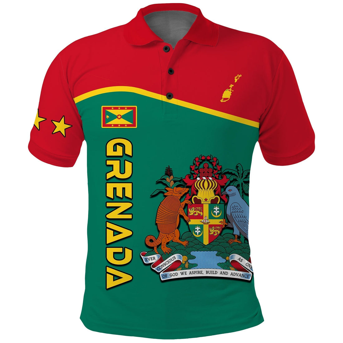 Grenada Polo Shirt Coat of Arms and Map Impressive LT13