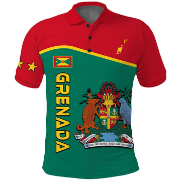 Grenada Polo Shirt Coat of Arms and Map Impressive LT13