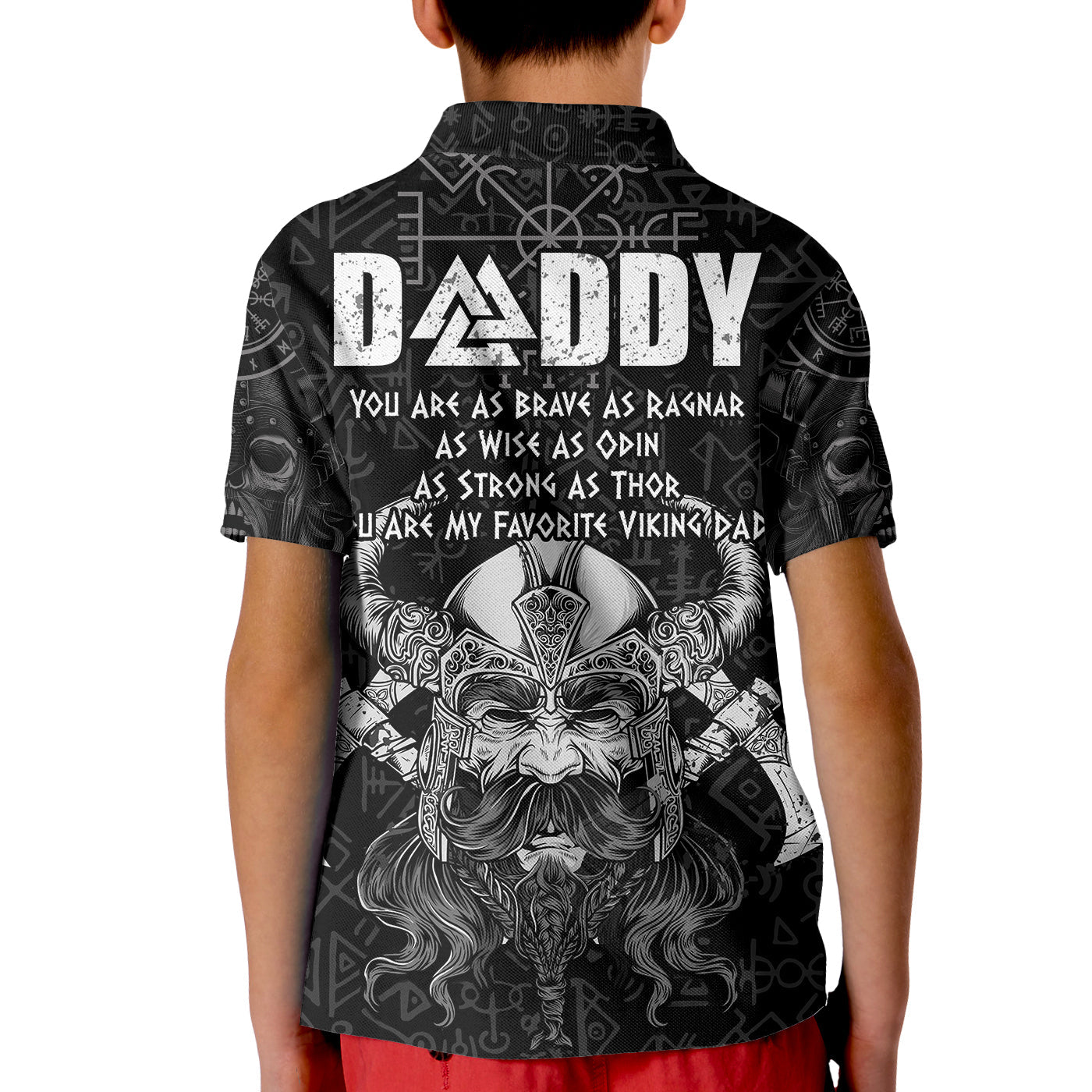 Viking Dad Polo Shirt Odin Runes Fathers Day LT13