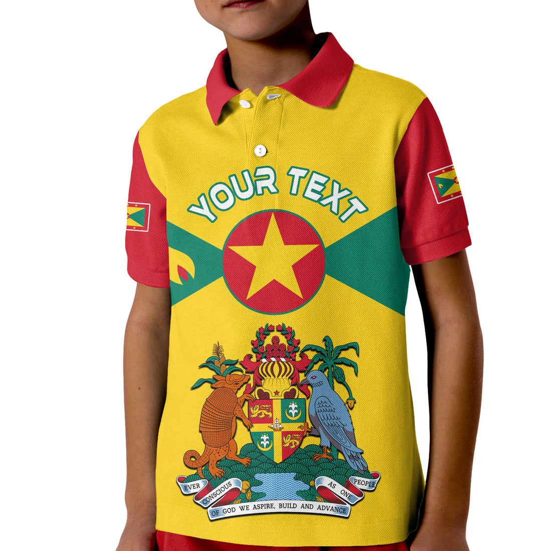 Custom Grenada Polo Shirt KID Power Grenada Mix Coat Of Arms LT13