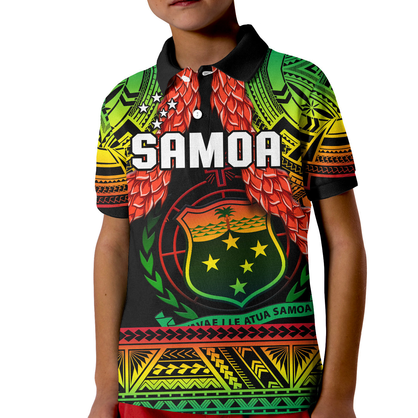 Custom Text And Number Samoa Rugby Polo Shirt Teuila Torch Ginger Gradient Style LT14
