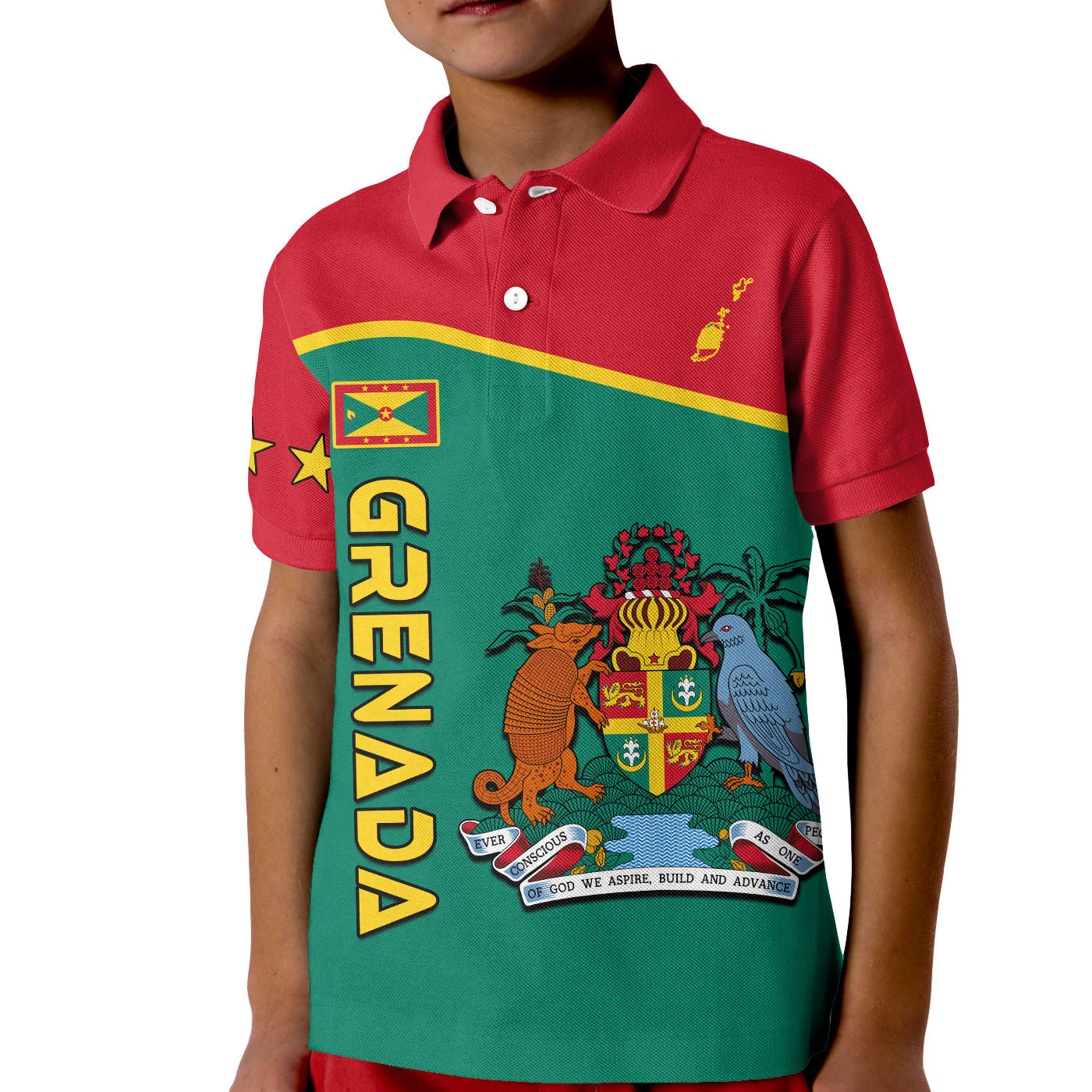 Grenada Polo Shirt KID Coat of Arms and Map Impressive LT13