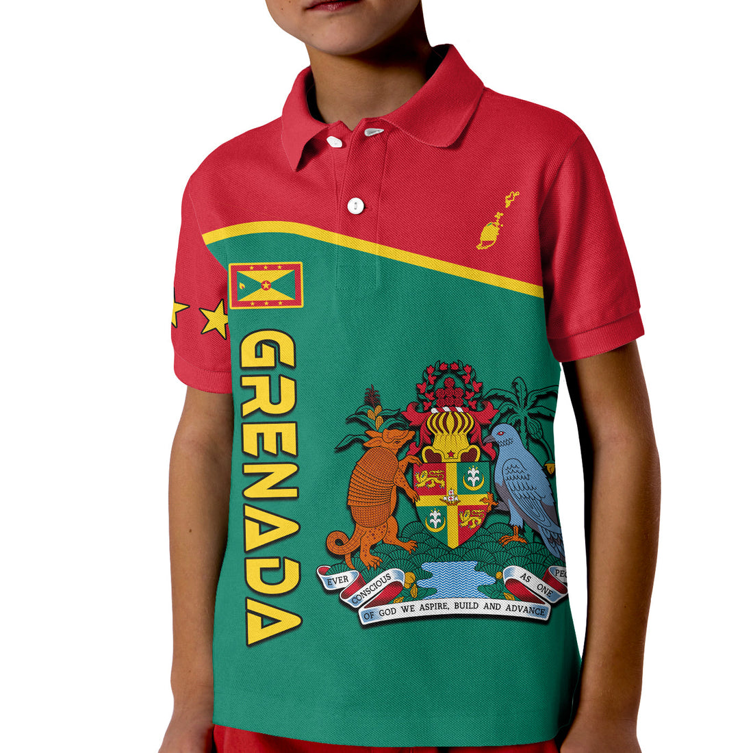 Grenada Polo Shirt KID Coat of Arms and Map Impressive LT13