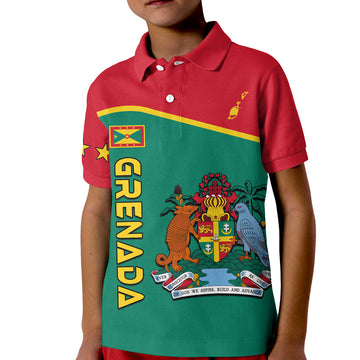 Grenada Polo Shirt KID Coat of Arms and Map Impressive LT13