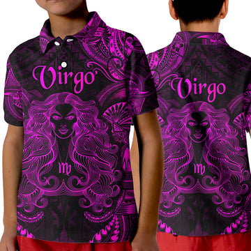 Virgo Zodiac Polynesian Polo Shirt KID Unique Style Pink LT8