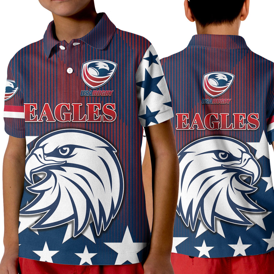 USA Rugby Polo Shirt KID Original Vibes Blue LT8