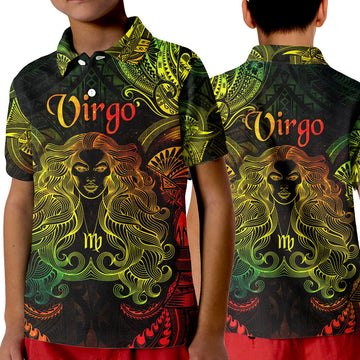 Virgo Zodiac Polynesian Polo Shirt KID Unique Style Reggae LT8