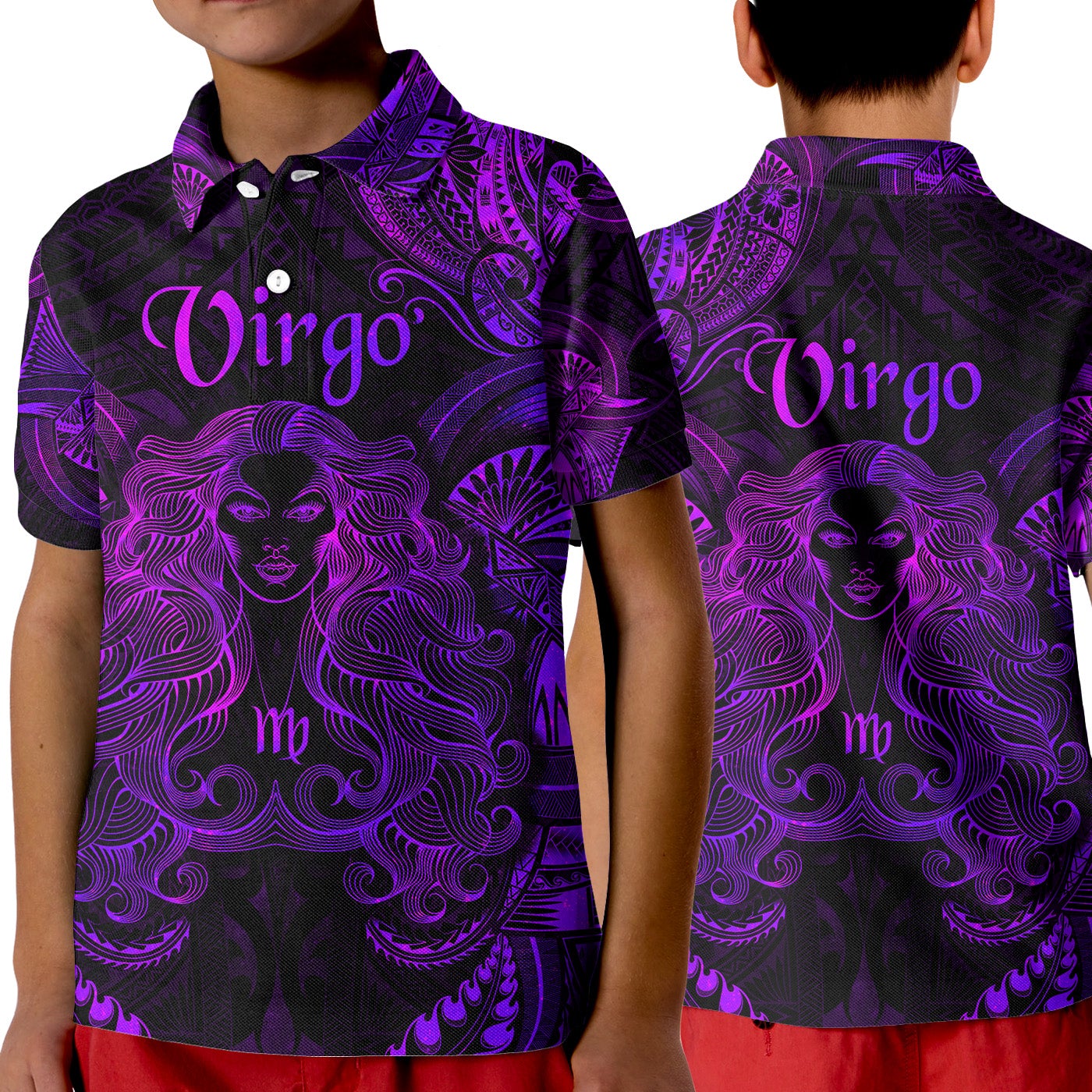 Virgo Zodiac Polynesian Polo Shirt KID Unique Style Purple LT8