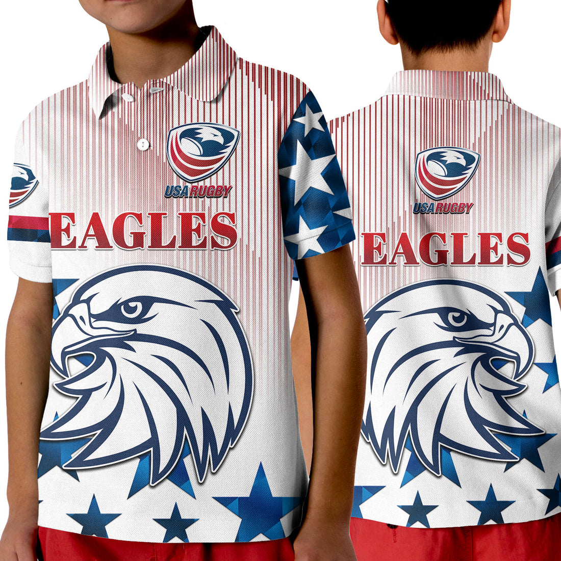 USA Rugby Polo Shirt KID Original Vibes White LT8