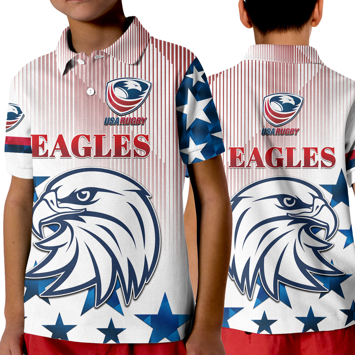 USA Rugby Polo Shirt KID Original Vibes White LT8