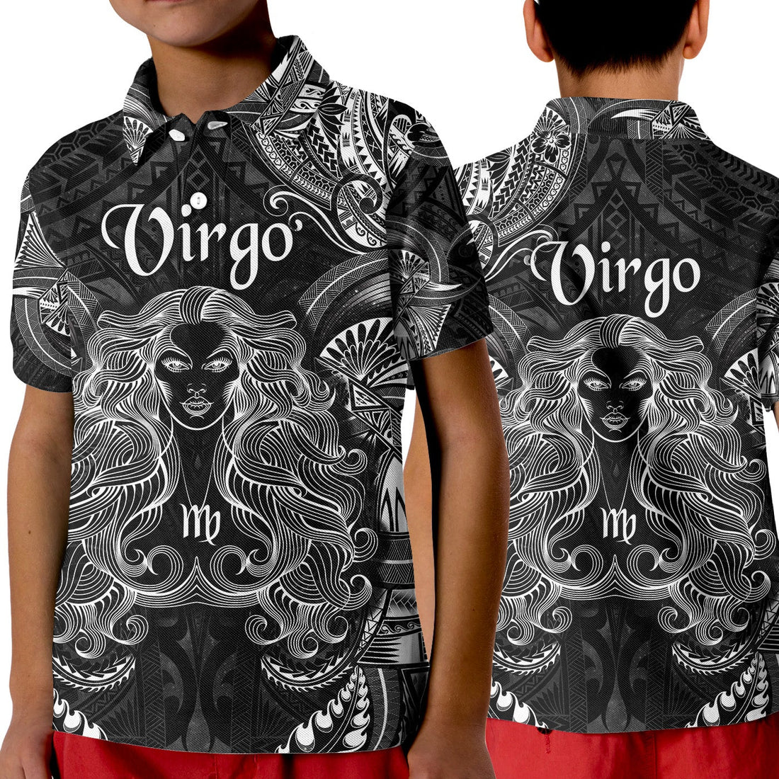 Virgo Zodiac Polynesian Polo Shirt KID Unique Style Black LT8