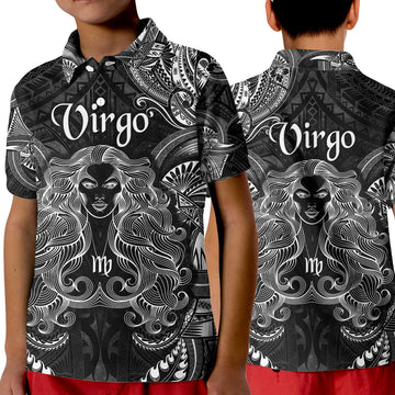 Virgo Zodiac Polynesian Polo Shirt KID Unique Style Black LT8
