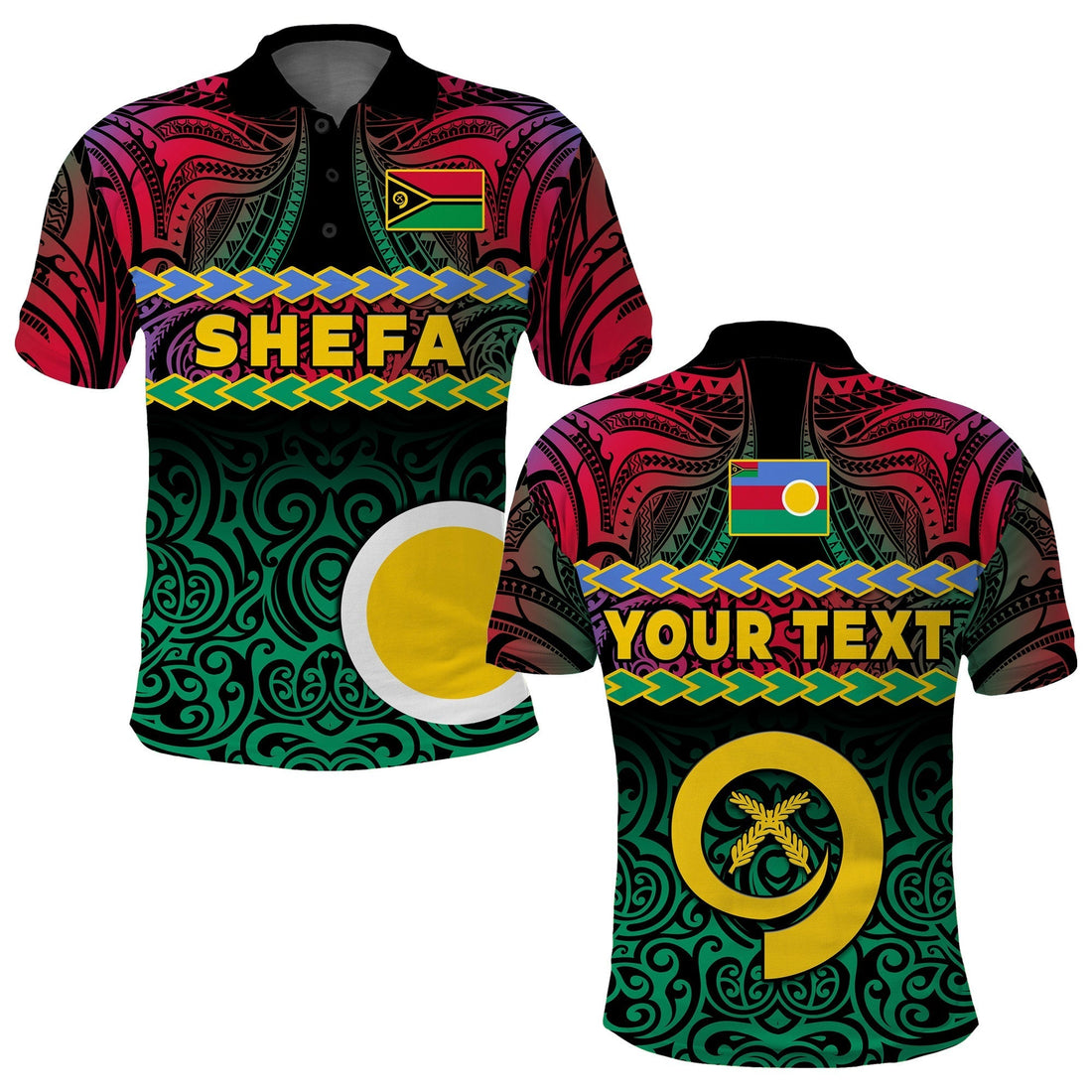 Custom Shefa Province Polo Shirt Vanuatu Pig Tusk Polynesian Flag Style LT14