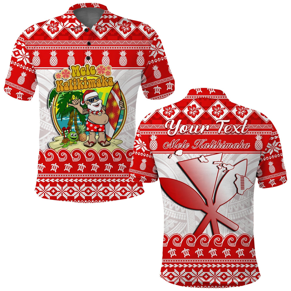 Custom Christmas Hawaii Polo Shirt Kanaka Polynesian Santa Claus Mele Kalikimaka LT14