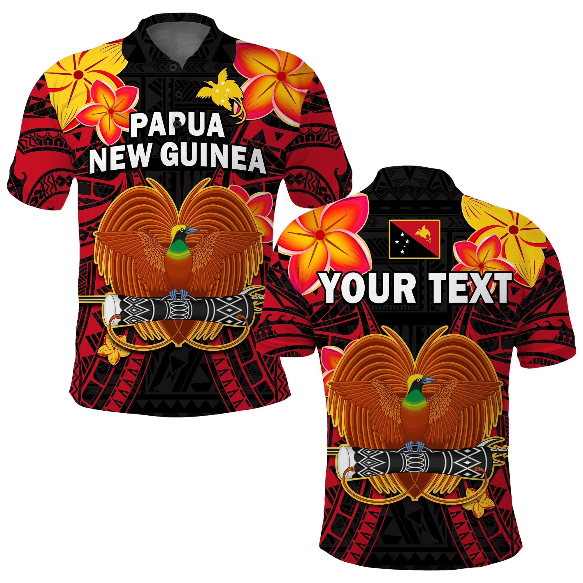 Custom Papua New Guinea Polo Shirt PNG Bird Of Paradise Polynesian Pattern LT14