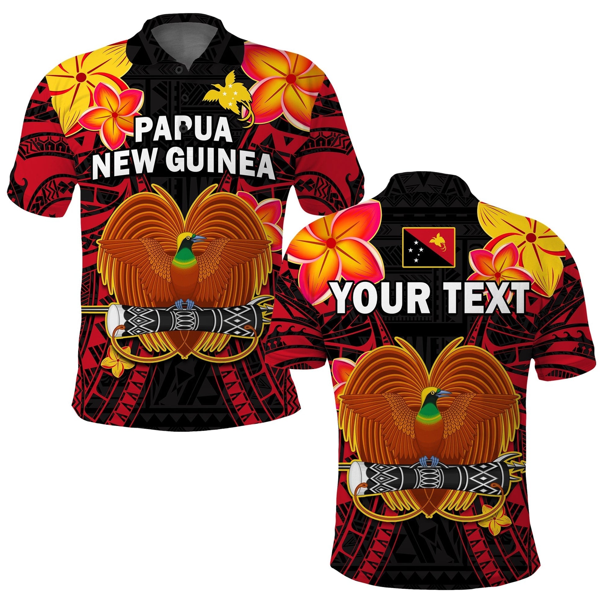 Custom Papua New Guinea Polo Shirt PNG Bird Of Paradise Polynesian Pattern LT14