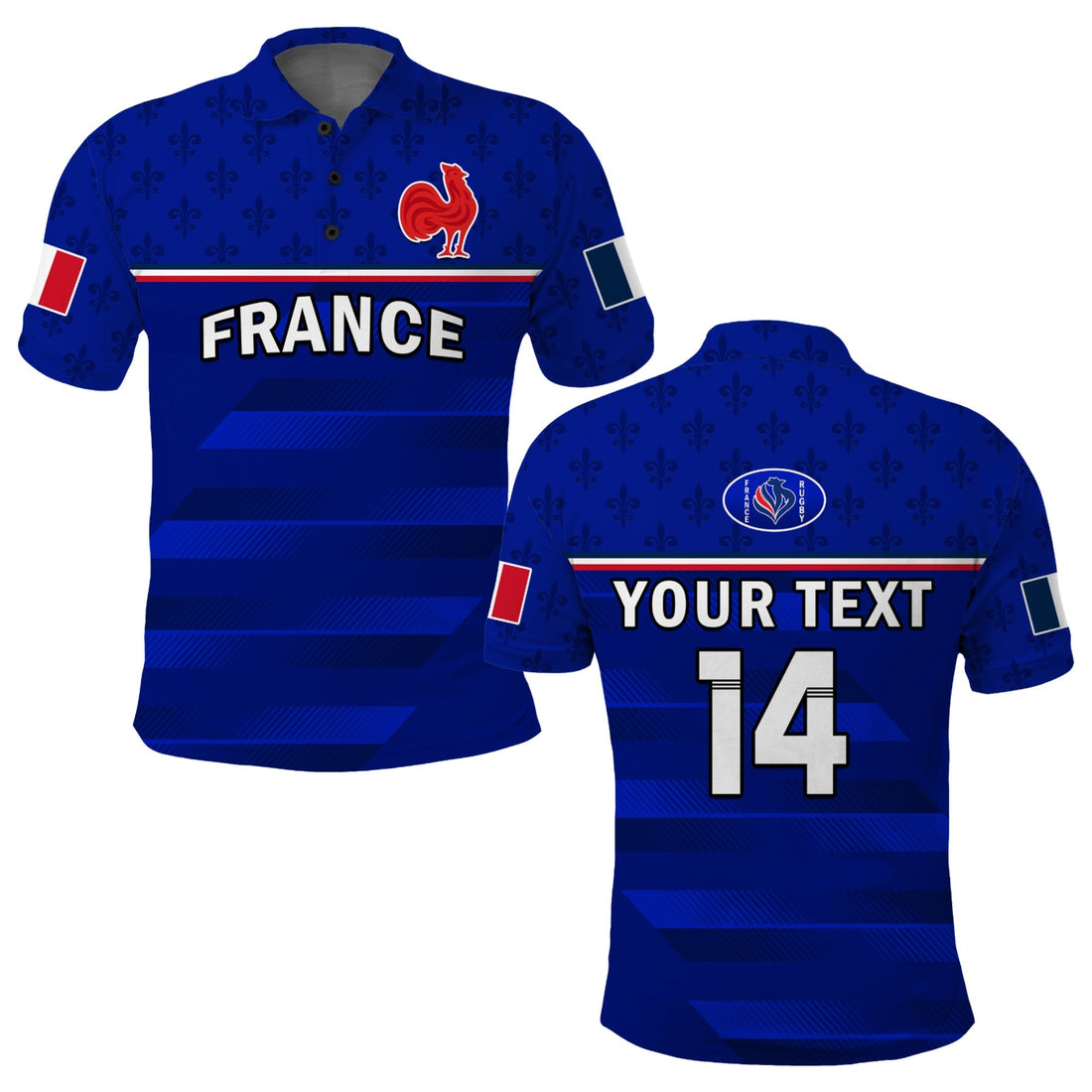 (Custom Text And Number) France Rugby Polo Shirt Outgoing Tour Allez Les Bleus LT14