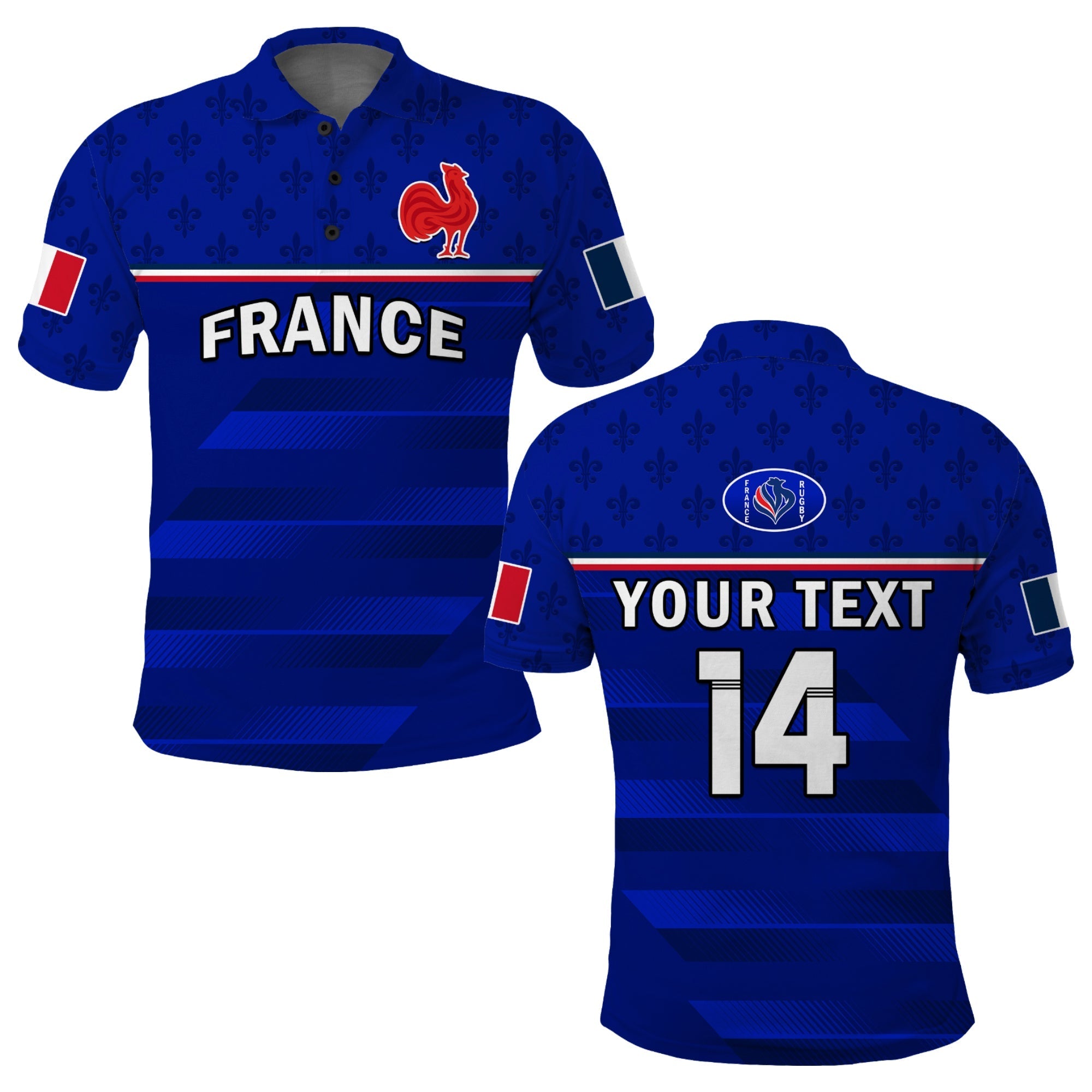 (Custom Text And Number) France Rugby Polo Shirt Outgoing Tour Allez Les Bleus LT14