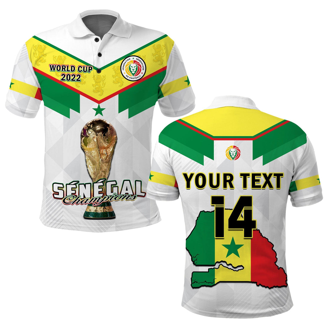 (Custom Text And Number) Senegal Football Polo Shirt Champions WC 2022 LT14