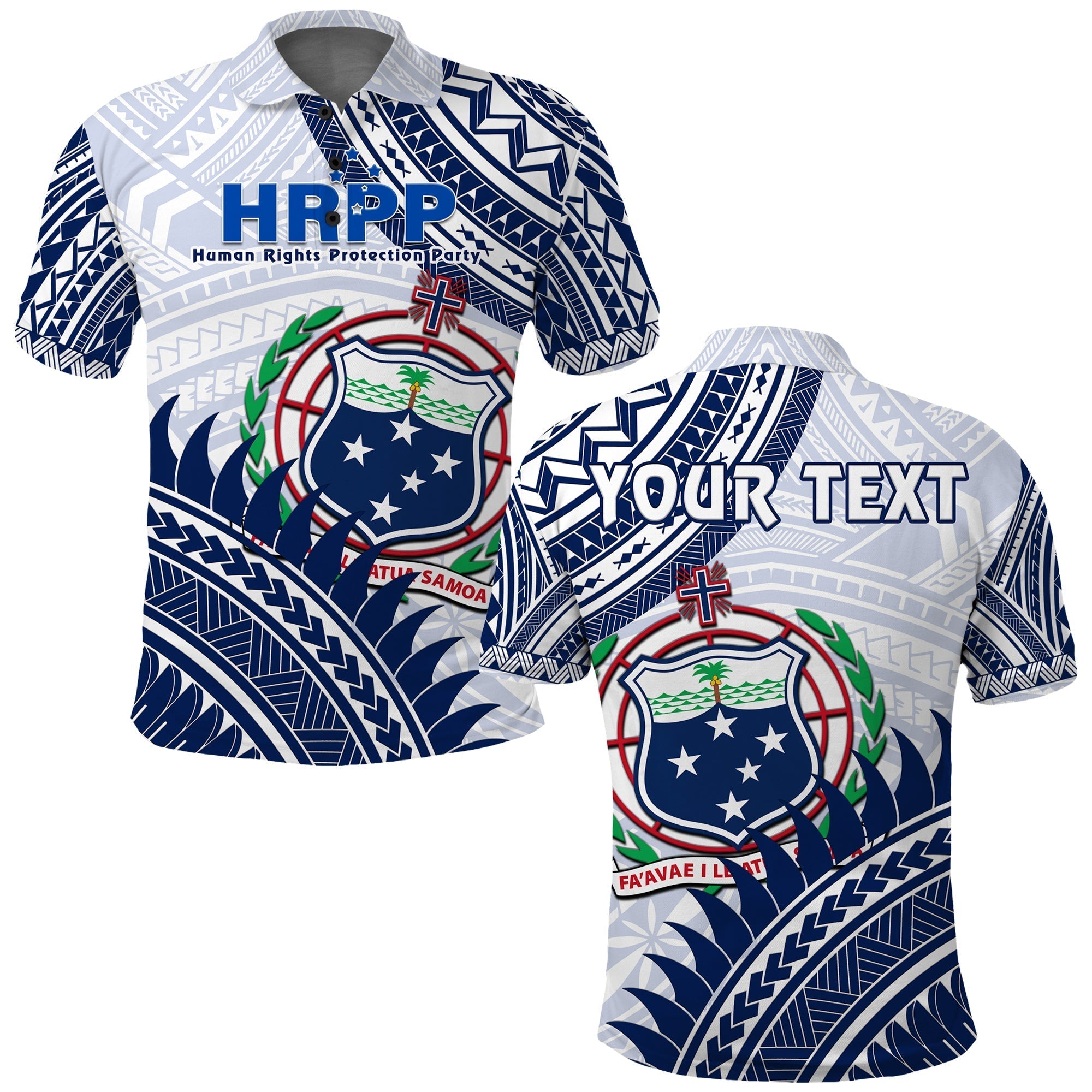 Custom HRPP Samoa Polo Shirt Samoan Coat Of Arms Polynesian Pattern LT14
