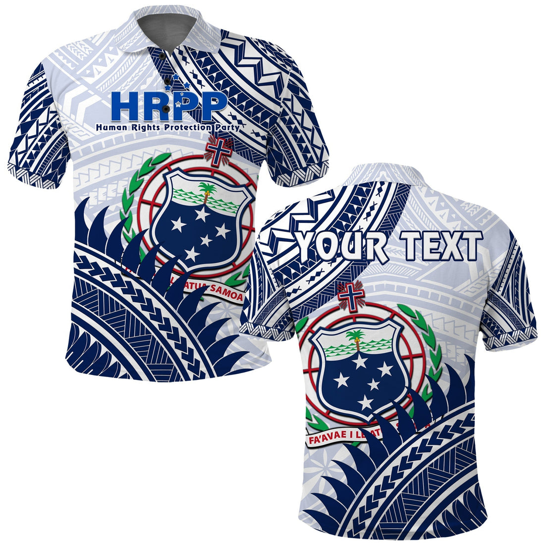 Custom HRPP Samoa Polo Shirt Samoan Coat Of Arms Polynesian Pattern LT14