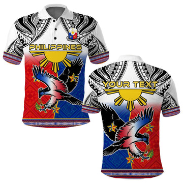 Custom Philippines Polo Shirt Polynesian Filipino Pattern With Eagle LT14