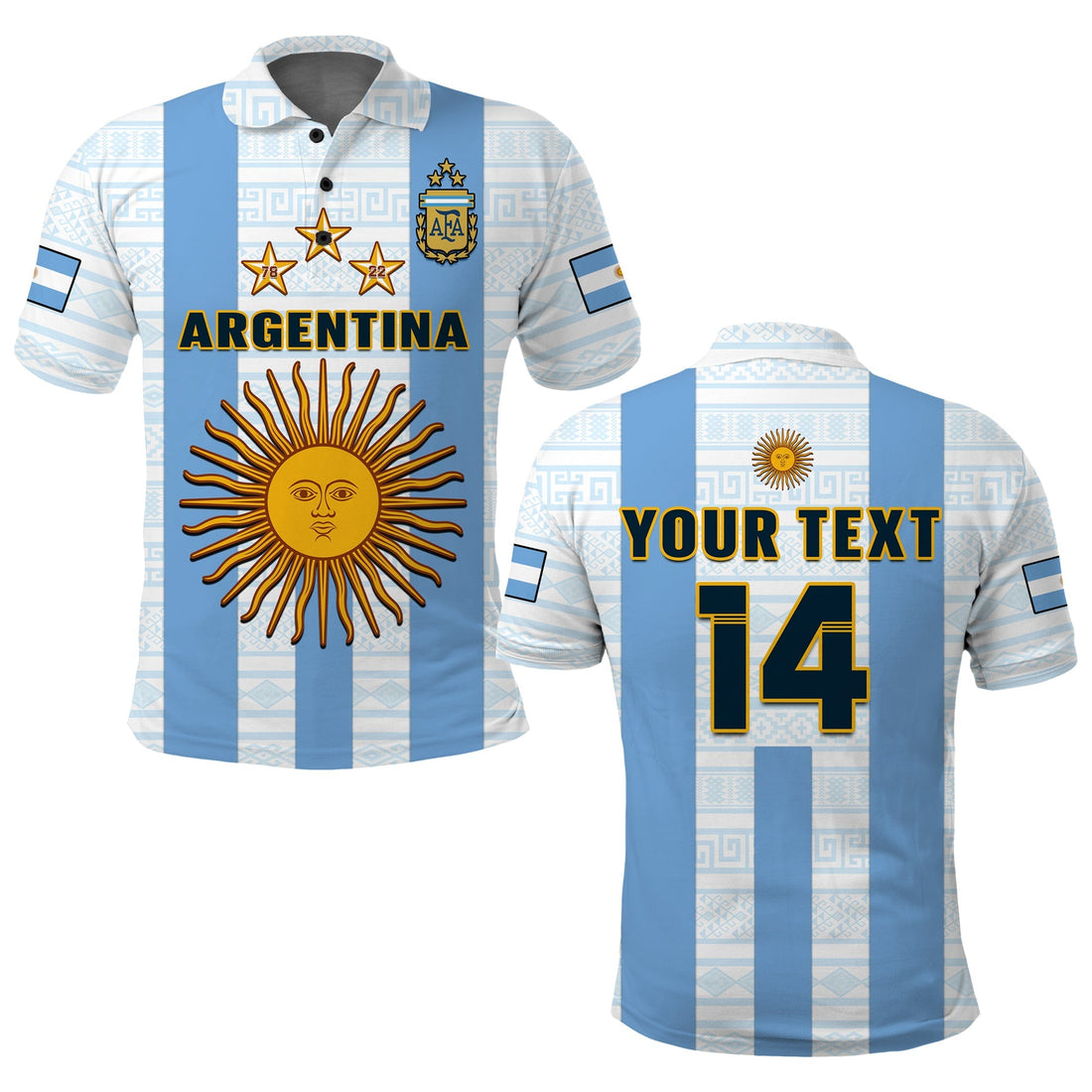 (Custom Text And Number) Argentina Football Polo Shirt World Cup La Albiceleste 3rd Champions Proud LT14