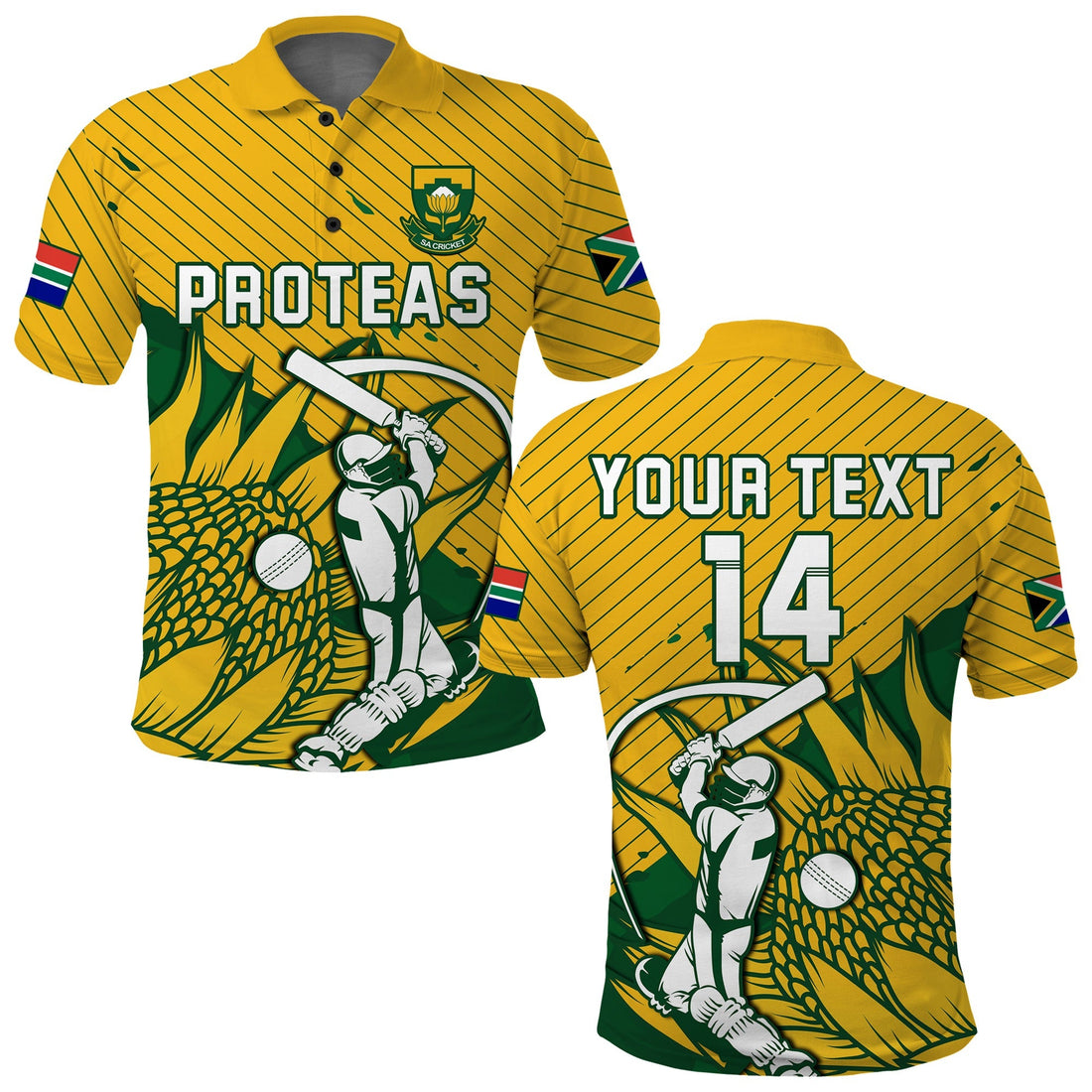 (Custom Text And Number) South Africa Cricket Polo Shirt Go Proteas Unique Style LT14