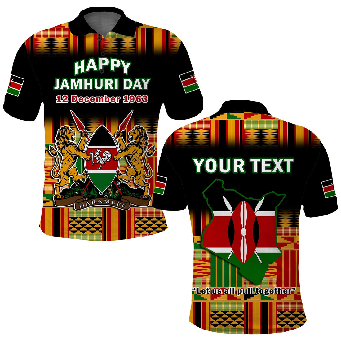 Custom Kenya Polo Shirt Happy Jamhuri Day Kenyan Pattern LT14