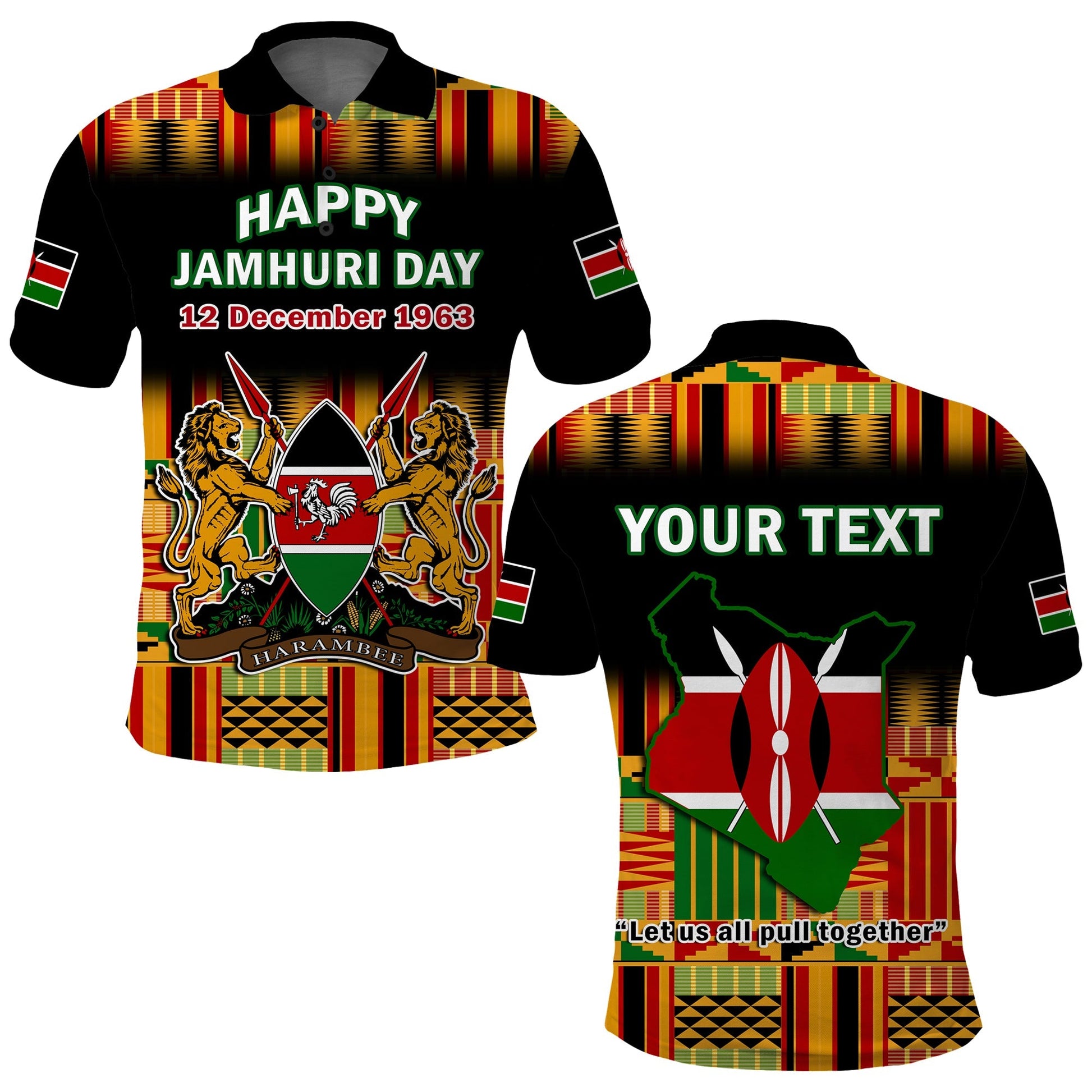 Custom Kenya Polo Shirt Happy Jamhuri Day Kenyan Pattern LT14