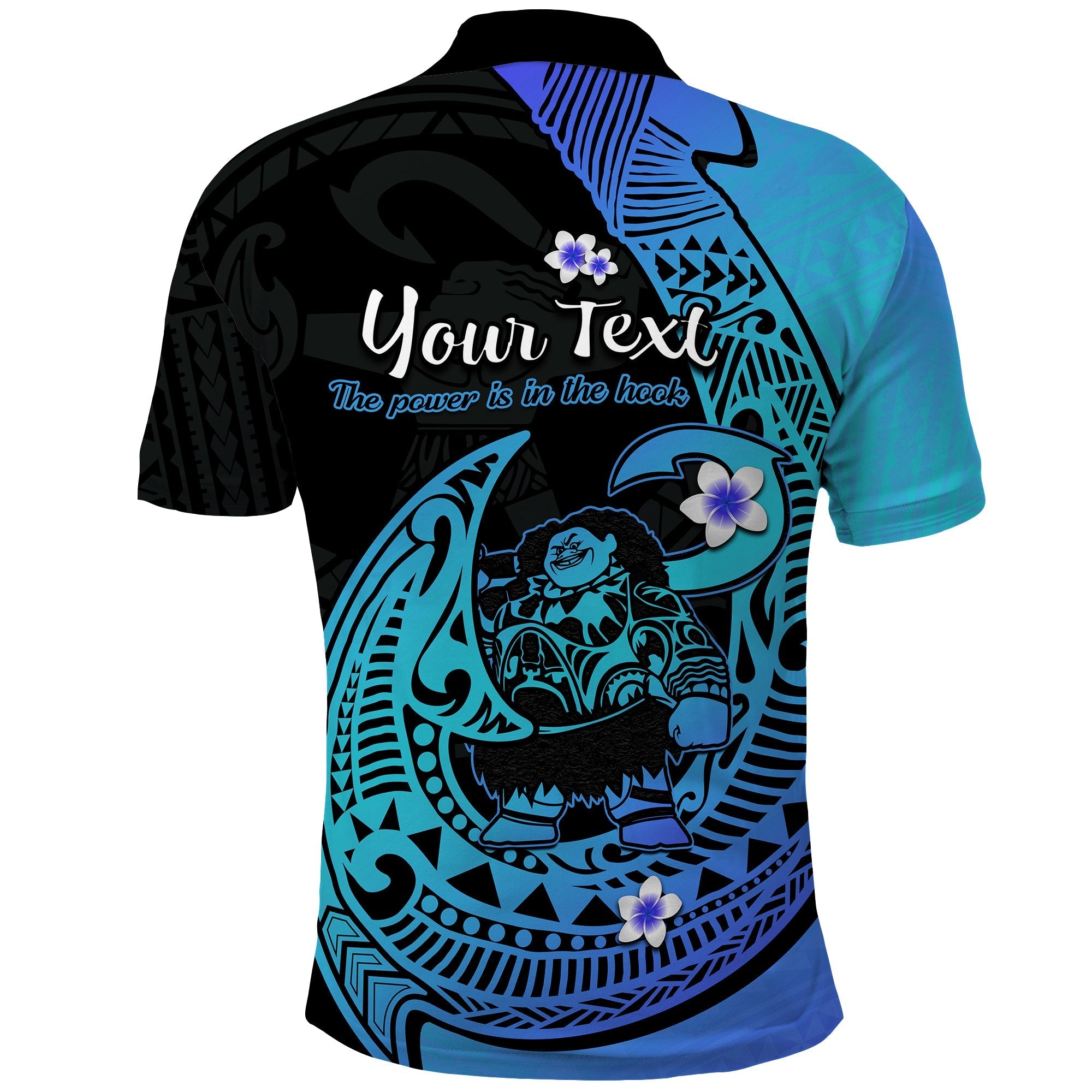 Custom Polynesian Polo Shirt Maui Fish Hook Turquoise Gradient Version LT14