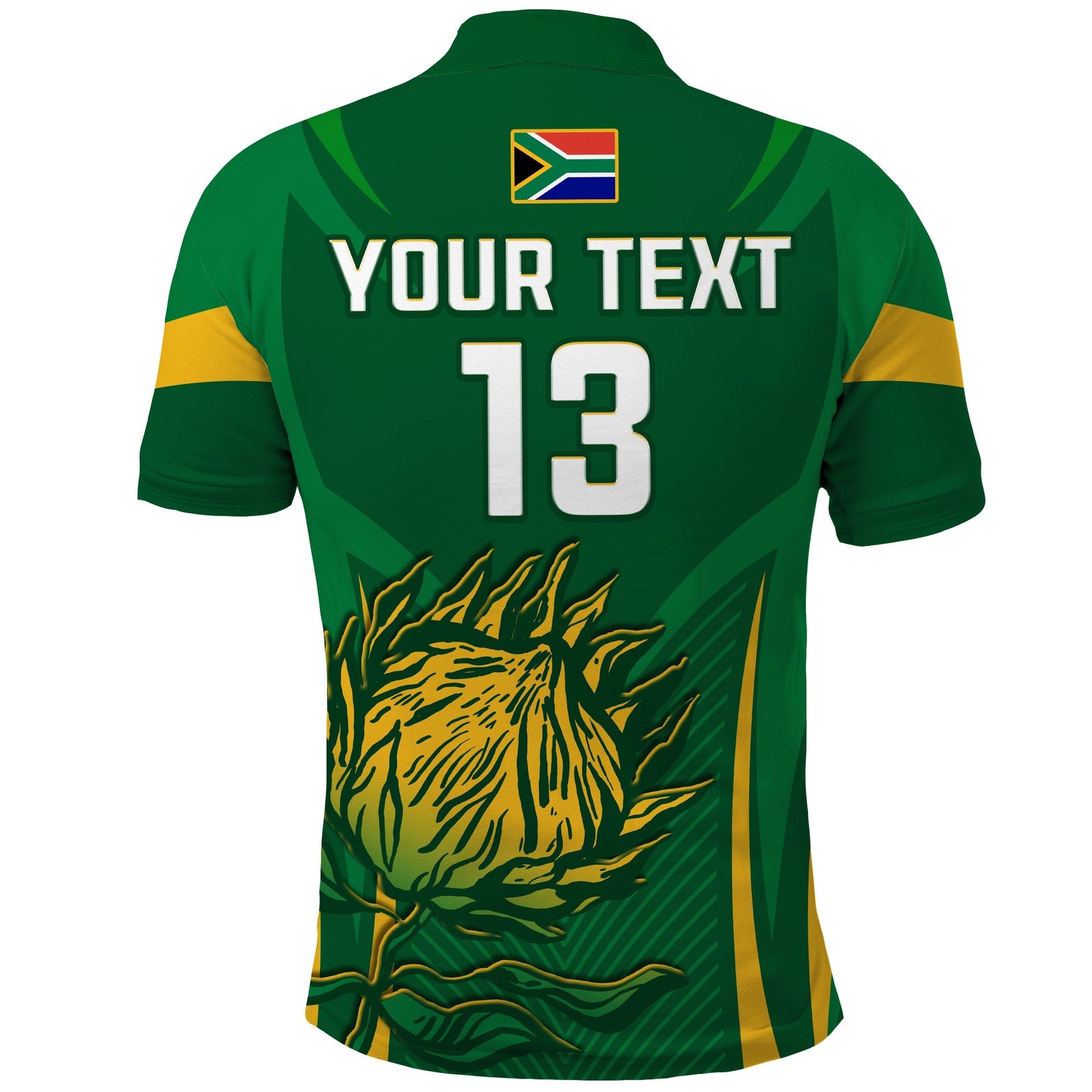 (Custom Text and Number) South Africa Cricket Polo Shirt Proteas Champion LT13