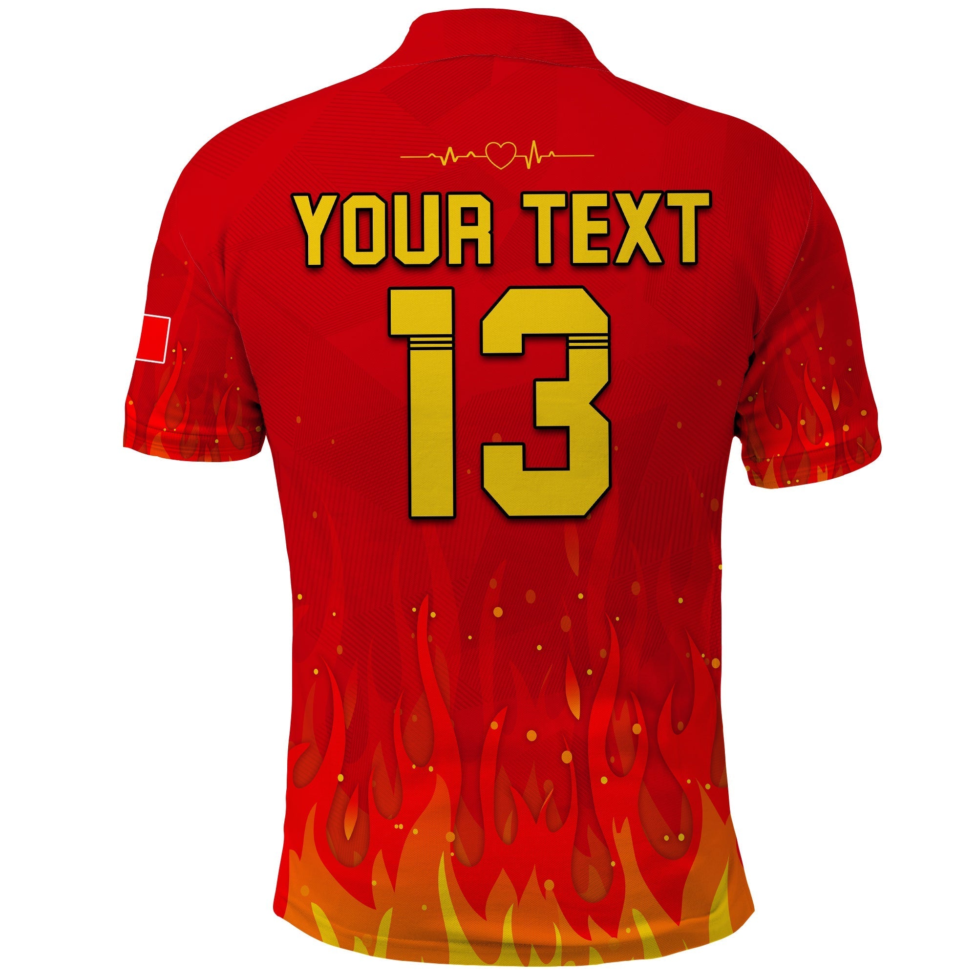 (Custom Text and Number) Portugal Football Polo Shirt Champions Soccer World Cup My Heartbeat Fire LT13