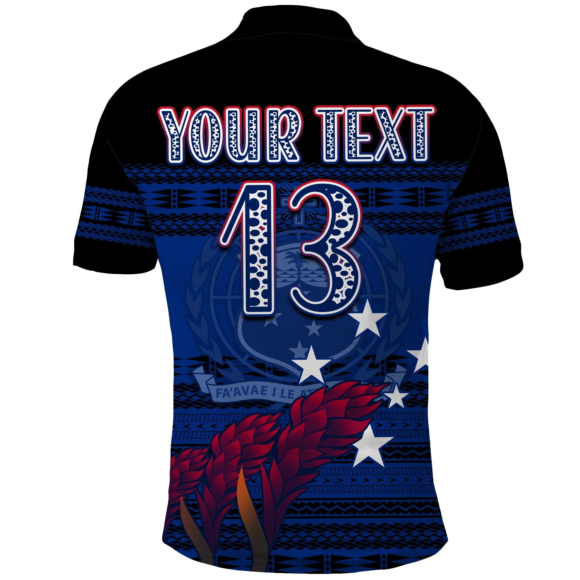 (Custom Personalise Text and Number) Toa Samoa Rugby Polo Shirt Uso Aso Uma Go Champions Blue LT13