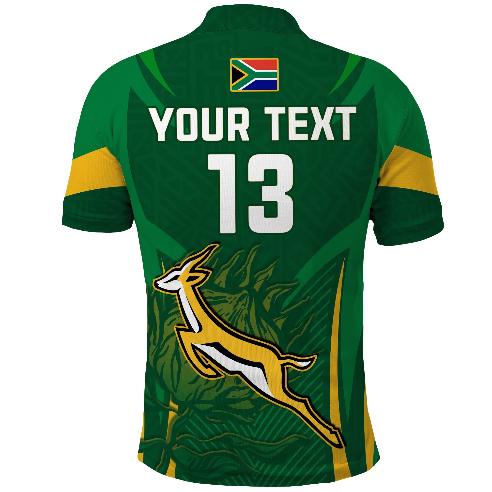 (Custom Text and Number) South Africa Rugby Polo Shirt Springboks Champion LT13