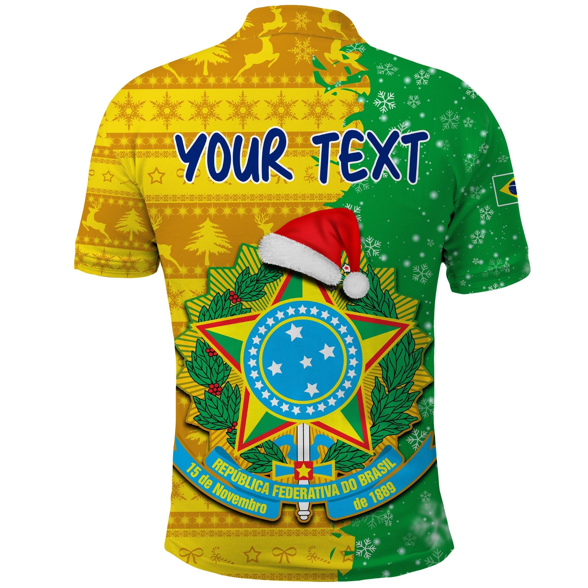 Custom Brazil Football Polo Shirt Christmas Santa Claus Selecao Champions LT13