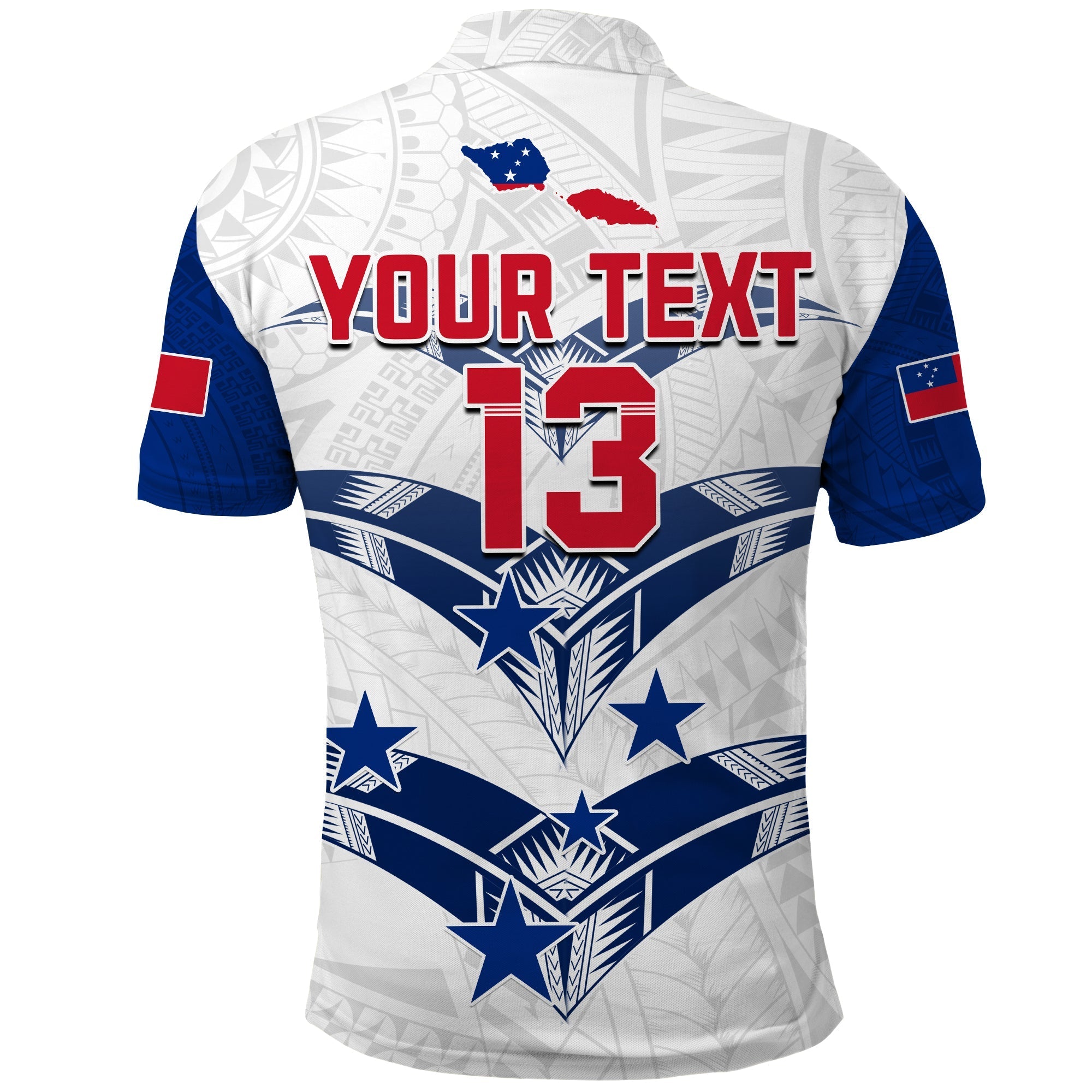 (Custom Personalise Text and Number) Toa Samoa Rugby Polo Shirt Siamupini Proud White LT13