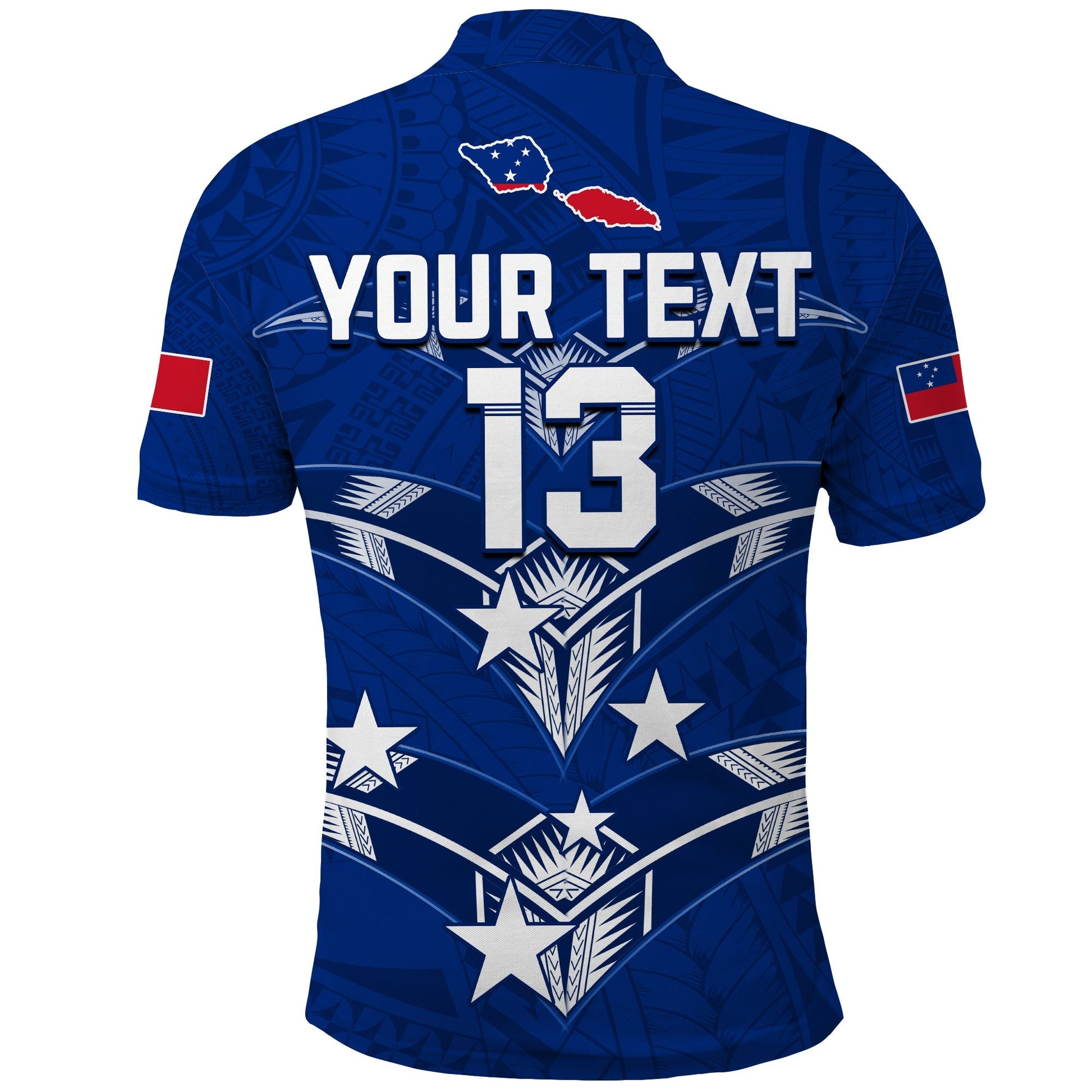 (Custom Personalise Text and Number) Toa Samoa Rugby Polo Shirt Siamupini Proud Blue LT13